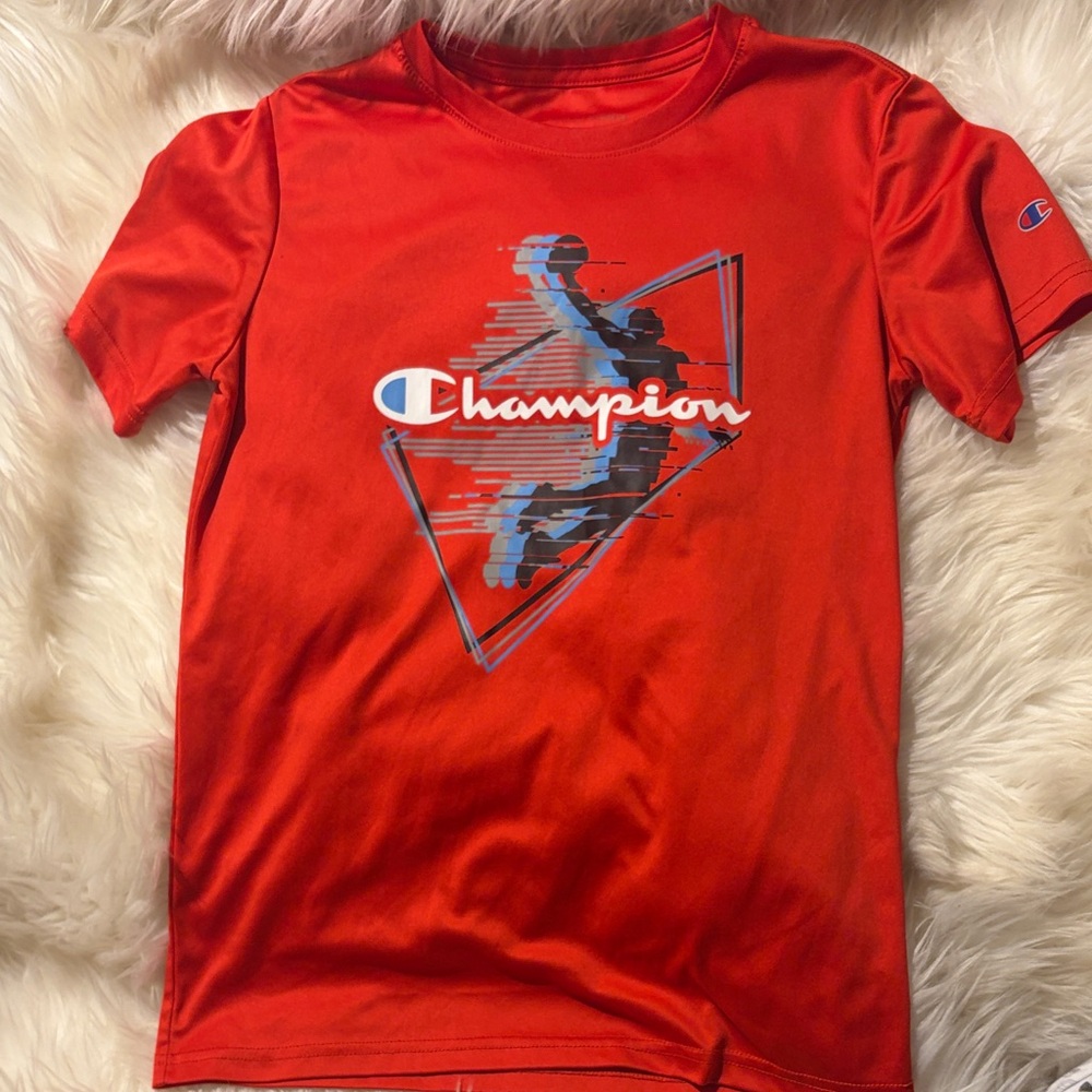 Champion Red Tee with Blue Graphic